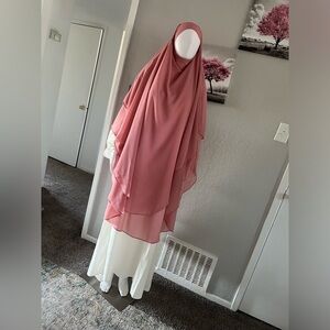 Two layers long khimar with beautiful lantern sleeve Arabian dress😍hijab niqab